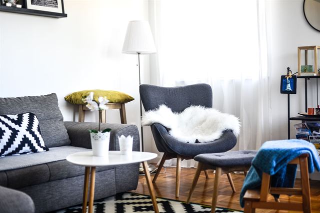 Seating area with armchair and reading lamp