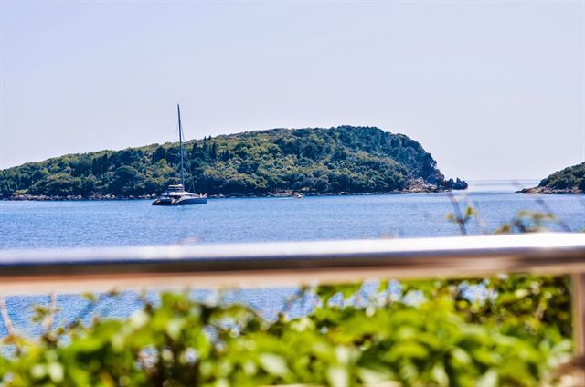 View of the wooded islet in Molunat bay