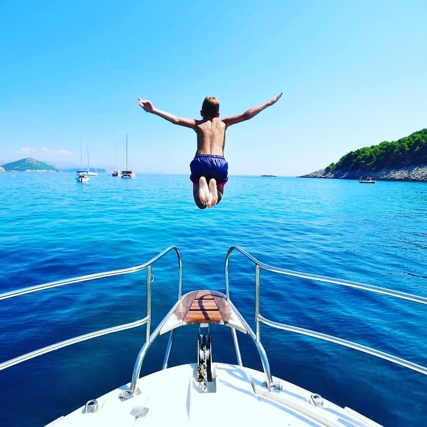 Jumping off the bow into the Adriatic